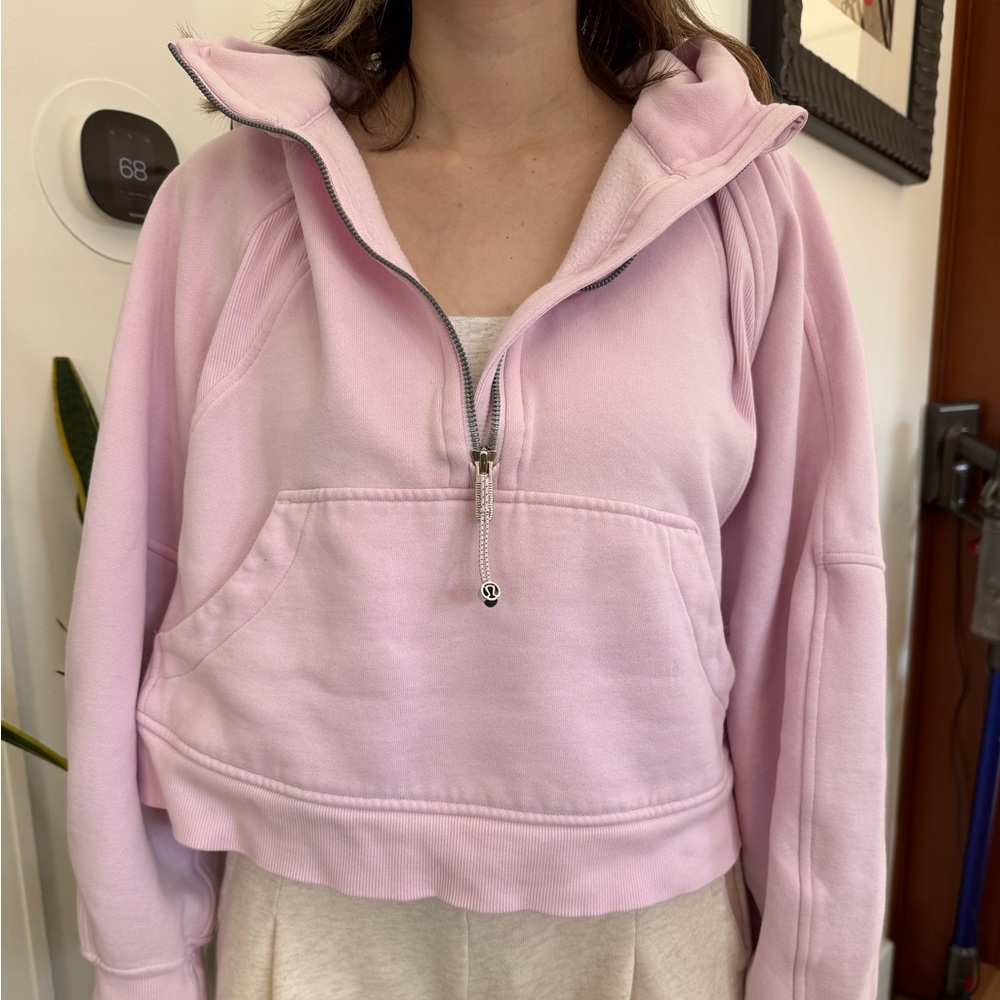 Pink lululemon quarter zip scuba.